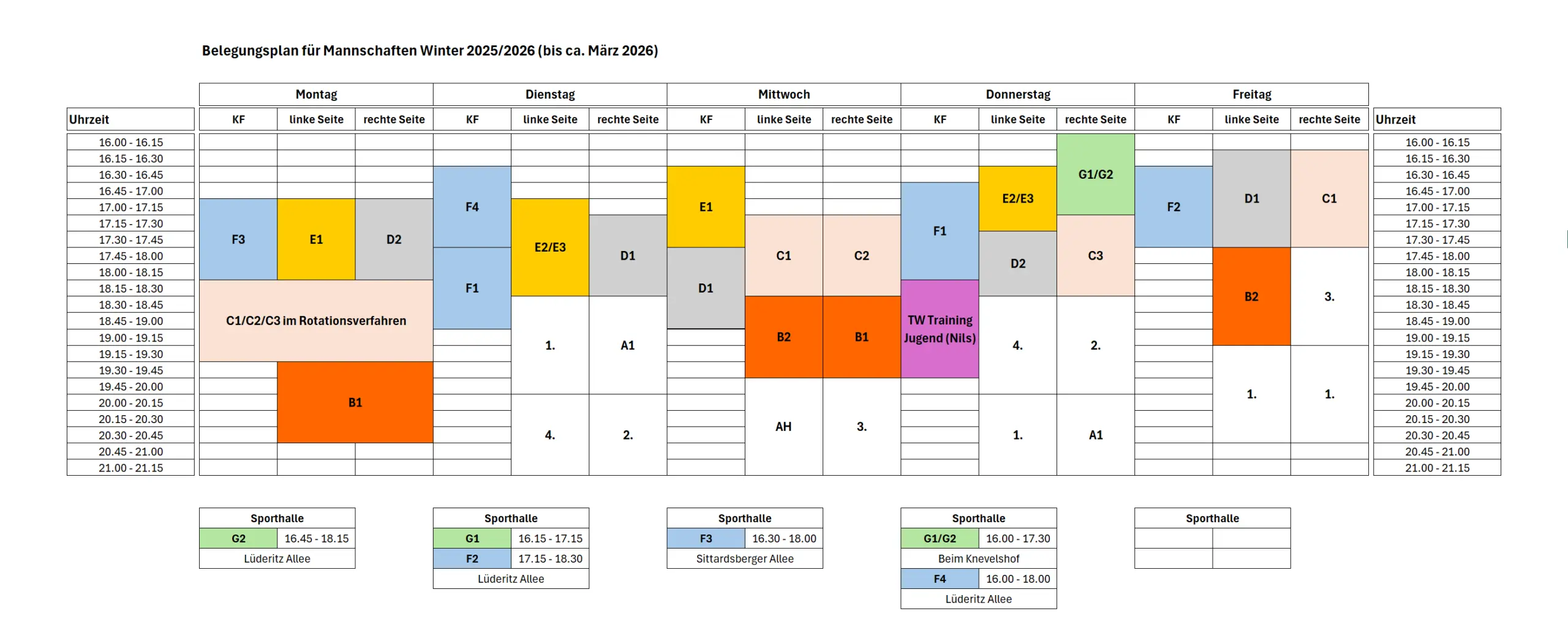 Trainingsplan Mannschaften Winter 25/26